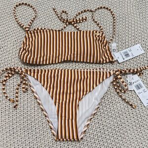NWT Roxy Beach Classics Striped Bikini Set - Size Medium